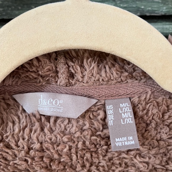 Denim & Co Hooded Sherpa Lounger Size Large - Picture 2 of 8